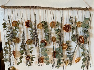 Dried Citrus Lavender Flowers and Eucalyptus Wall Decor, Home Accent - image2